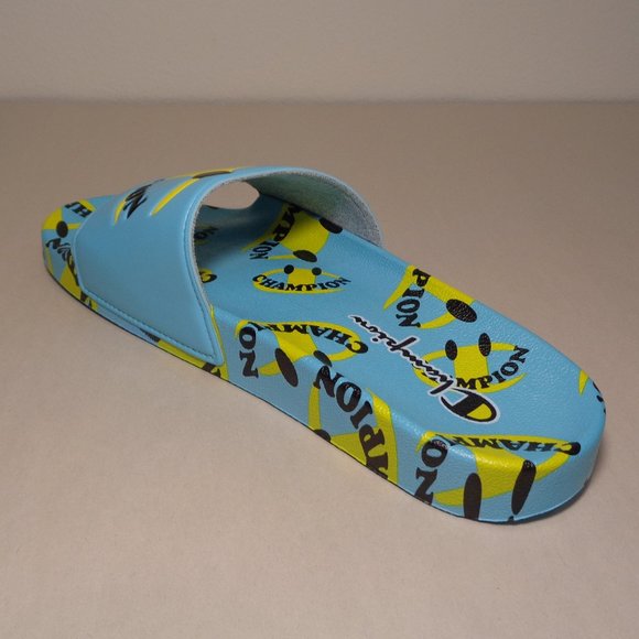 Champion Size 9 M IPO SMILE Aqua Yellow Slide Sandals New Men\'s Shoes main image 4